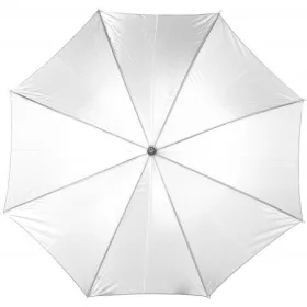   Automatik-Regenschirm mit Holzgestell, Weiß – Preis inklusive Logodruck