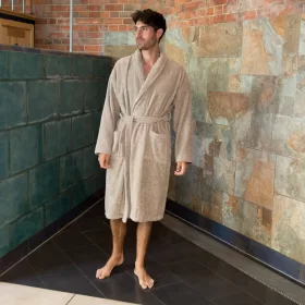   Bequemer Frottier-Bademantel in Premium-Qualität Braun XL, 400 g