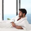 Elegance Luxus Velours Bademantel Ohne Kapuze Weiß XL, 400 g