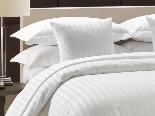KISSENBEZUG / 2 cm GESTREIFT Kleines Kissen 40X50cm Hotel 50% Baumwolle - 50% Polyester