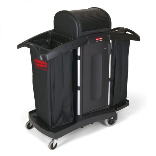 Großer abschließbarer Hoteltrolley von Rubbermaid mit 2 Taschen