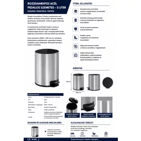 HOBBB Agger Badezimmer-Mülleimer, 5,0 l (Silber)