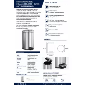 HOBBB Langeland Badezimmer-Mülleimer, 5,0 l