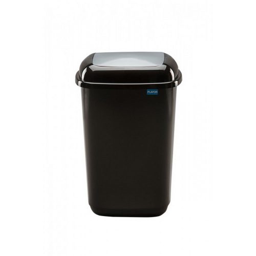 Plafor Quatro dustbin with spring tipping lid 45L black/silver