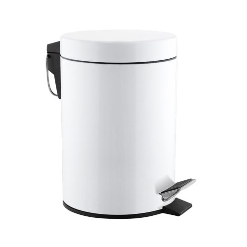 Runder Tretmülleimer von Mediclinics aus Stahl, 5 l, weiß