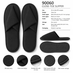Schwarzer geschlossener Hotelslipper aus Frottier
