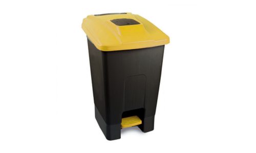 Planet Selective Abfallsammelbehälter, Kunststoff, mit Pedal, schwarz/gelb, 100L