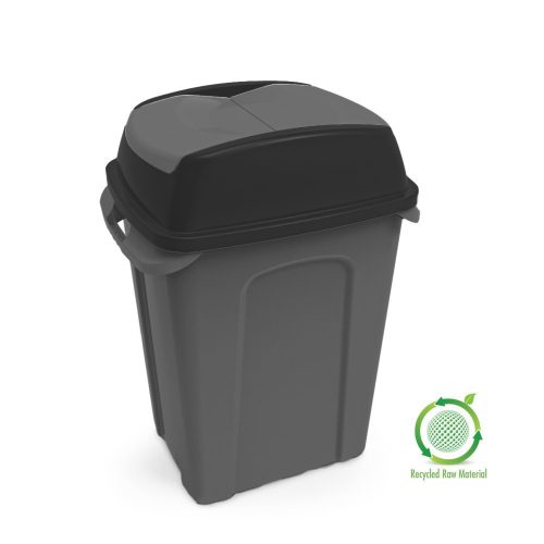 Planet Hippo Tipper Selective waste collection bin, plastic, anthracite/black, 25L