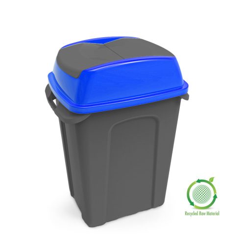 Planet Hippo Tipper Selective waste collection bin, plastic, anthracite/blue, 25L