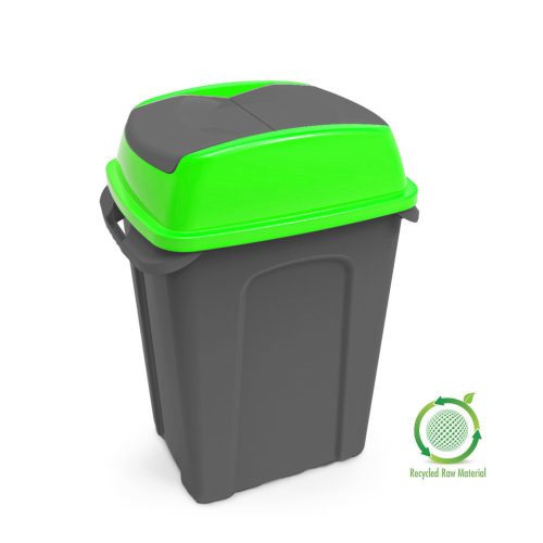 Planet Hippo Tipper Selective waste collection bin, plastic, anthracite/green, 50L