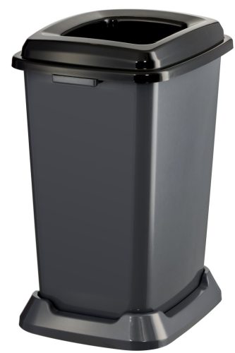 Planet Selective Abfallsammelbehälter, Kunststoff, offener Deckel, schwarz, 50L